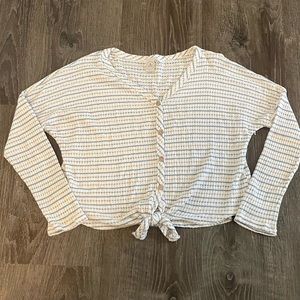 Tie front long sleeve top
